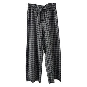 Zara Girl's Navy Blue Cream Plaid Wide Leg Stretch Pants size 11-12
